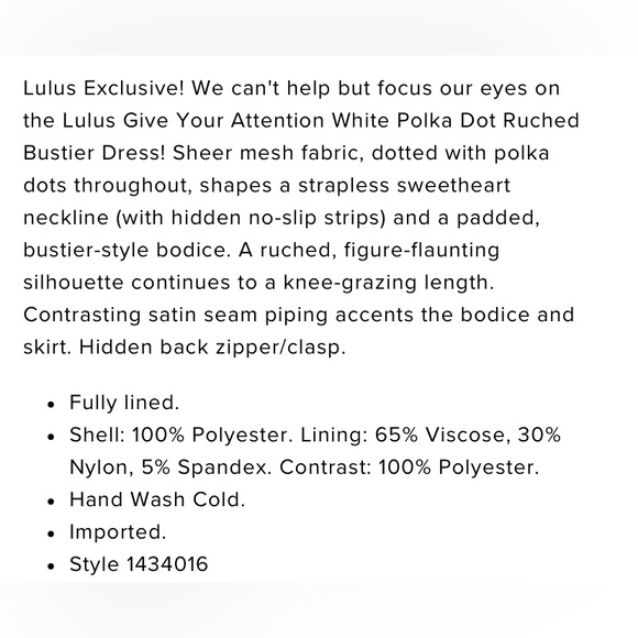 Lulus White Polka Dot Ruched Strapless Bustier Dress XS - Picture 8 of 9